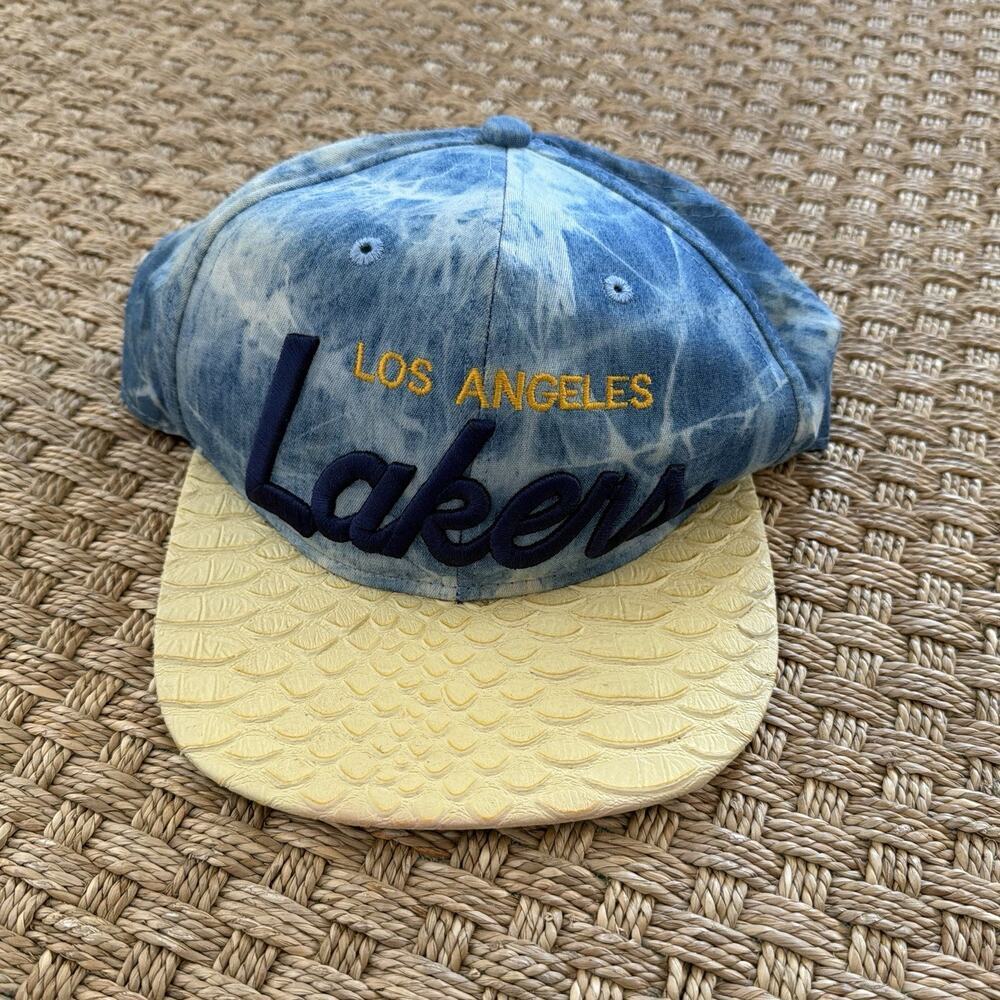 Mitchell & Ness Los Angeles Lakers Python Brim Blue Tie Dye Crown Hat 100% Wool